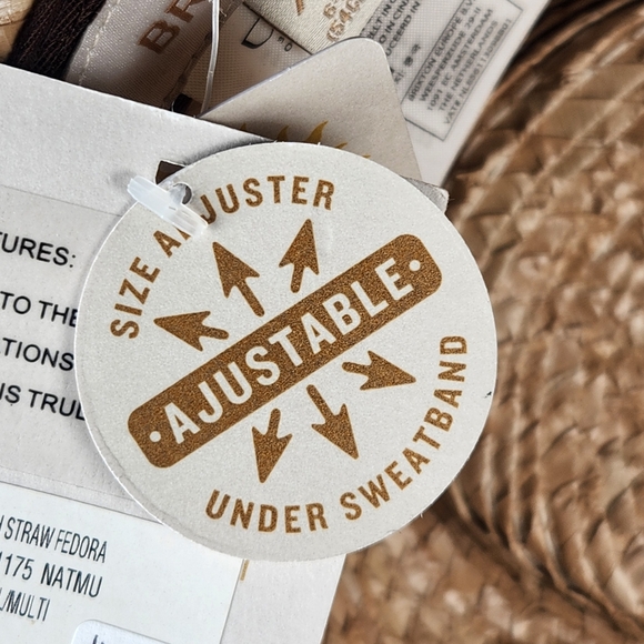 BRIXTON Leigh Straw Fedora Hat Extra Small 6 3/4 Adjustable Timeless UV 50 - Picture 4 of 11